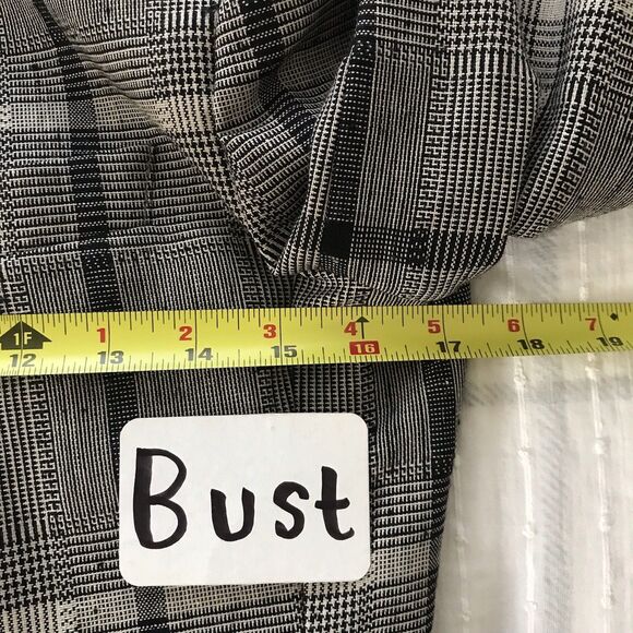 Vintage Stirling Cooper Neutral Beige Plaid Cropped Academia Blazer Jacket - 2 - Picture 6 of 9